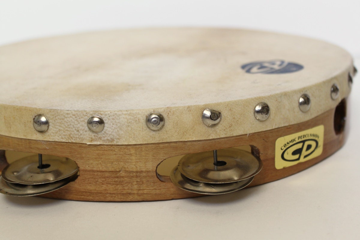 Tambourine Cosmic Percussion 10 inch wood tambourine Double Row Jingles