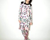 GEOMETRIC pattern hooded dress . Bamboo/organic cotton