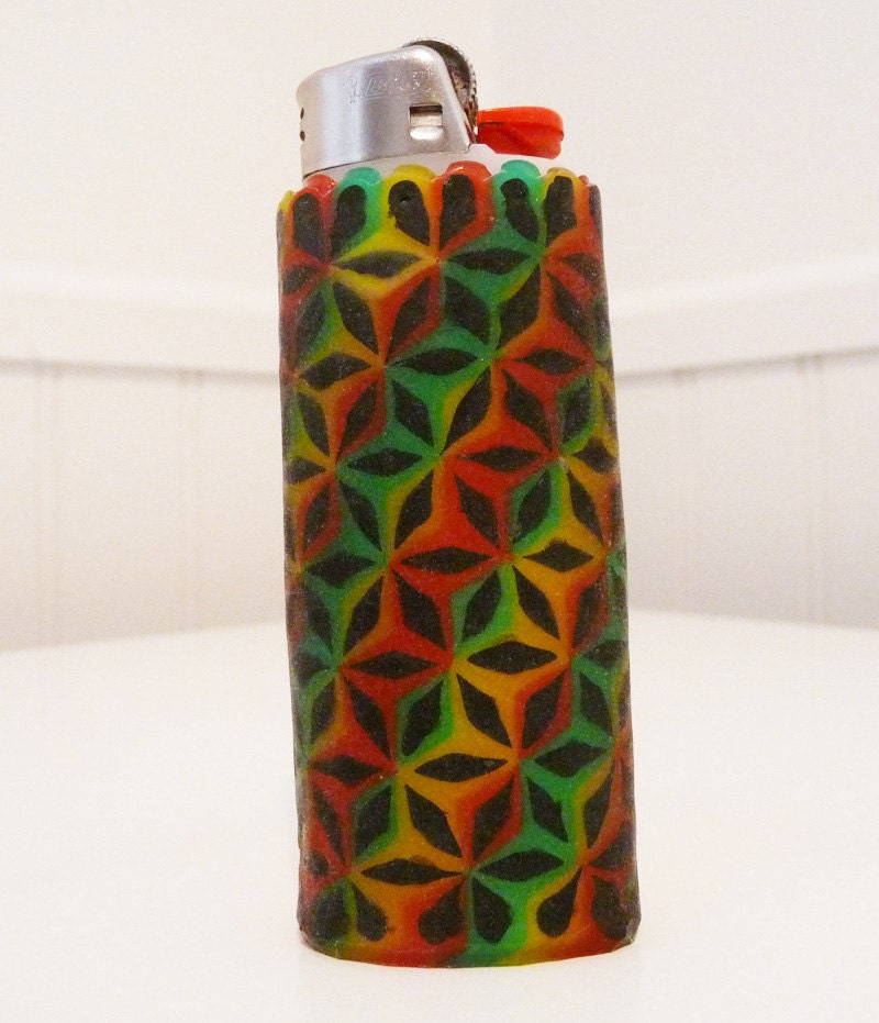 Complex Rasta Perler Bead LIGHTER CASE