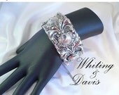 Vintage Whiting & Davis Silver Mesh Bangle - Runway Size, Hinged Bracelet