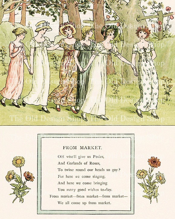 FROM MARKET Kate Greenaway Vintage Printable Digital Storybook Page for Cardmaking Scrapbooking Mixed Media