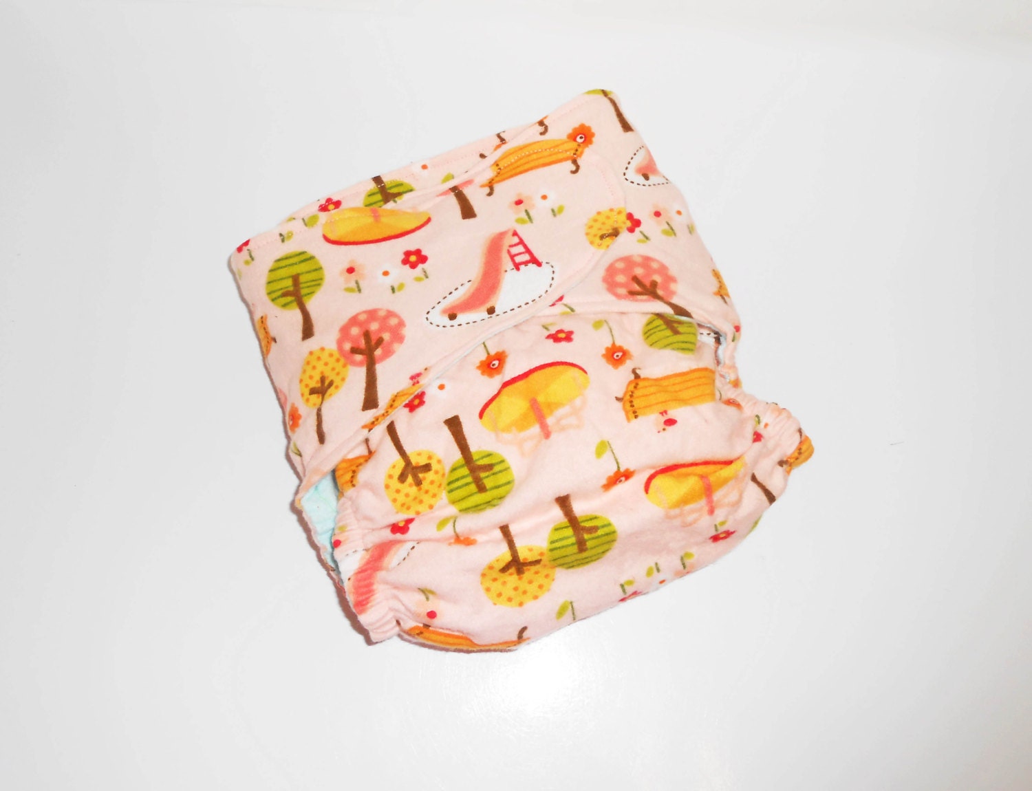 OS Fitted Flannel Pocket Diaper - Pink Park Nappy