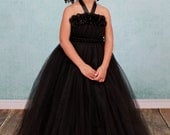 READY TO SHIP: Flower Girl Tutu Dress - Black - Black Diamond - 5-6 Youth Girl - Cutie Patootie Designz Il_170x135