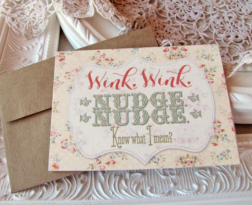 Vintage Floral Notecards- Cheeky -Wink- Wink- Nudge-Nudge