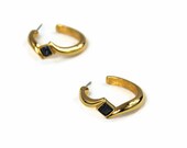 Monet Hoop Earrings Vintage Art Deco Gold 1950s