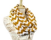 Chevron Infinity Scarf Mustard Yellow Jersey SALE