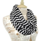 Striped Infinity Scarf Spring Black and White Lightweight