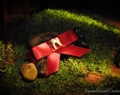 Flirty Real Tooth Hair Bow  - Little Red Riding Hood, Storybook, Girly, Whimsical Accessory