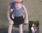 Custom Crochet Doll Mom with Baby in Ergo Carrier Vegan Plush Stuffed Toy Baby Girl Gift MADE to ORDER