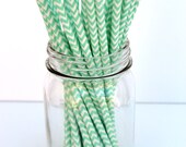 MINT CHEVRON Stripe Straws-25 Mint green chevron Stripe Straws-retro chevron stripe straws-paper straws-mint paper straws-25 count Il_170x135