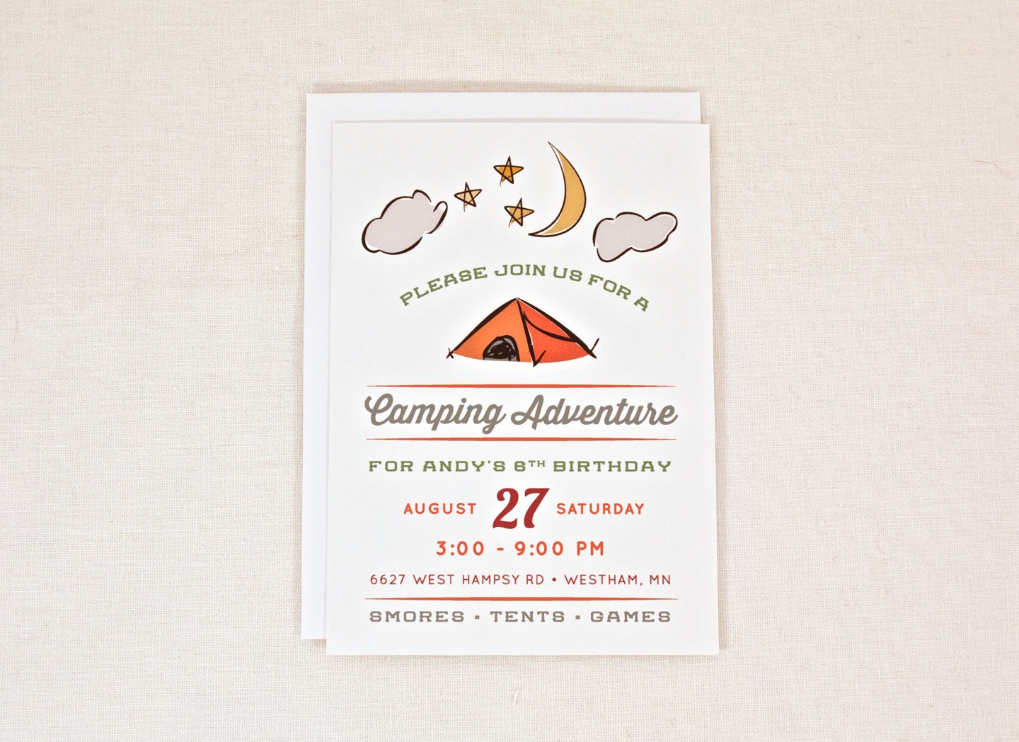 Camping Birthday Party Invitation Outdoor Adventure for boy Invite Digital PDF file
