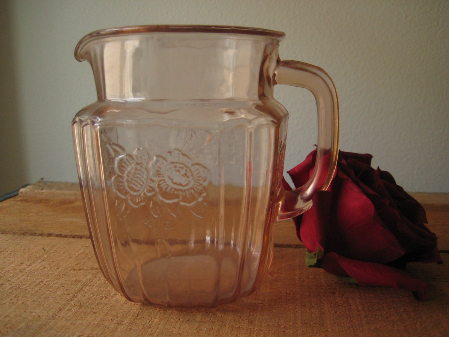 Pink Depression Glass Open Rose By Hocking Vintage by MyAtticFinds