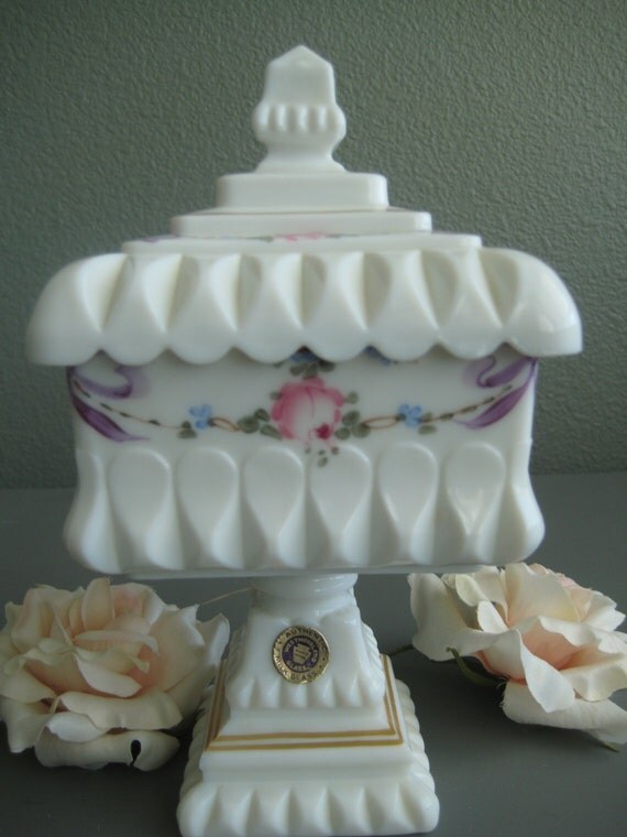 Westmoreland Square Milk Glass Candy Dish / Signed by MyAtticFinds