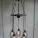 Upcycled Antique Buggy Wheel 5 Light Filament Bulb Chandelier