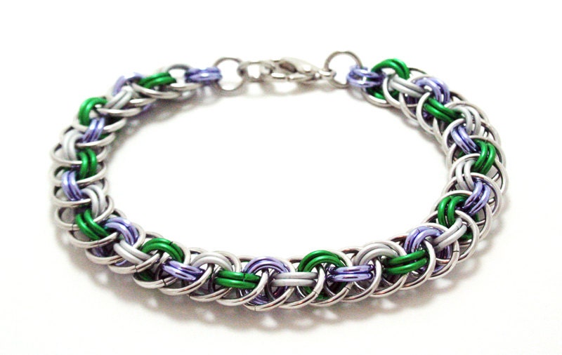 Chainmaille Bracelet: Genderqueer Pride in Viper Basket