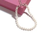 Freshwater Pearl Bracelet, Baby Pearl Bracelet, White Hand Knotted First Pearls--Extender Style Sterling Silver