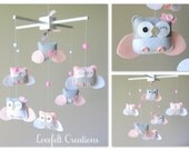 Baby Mobile - Owl Mobile - Pink and Gray Mobile - Hot air balloon mobile - Pick your colors :)
