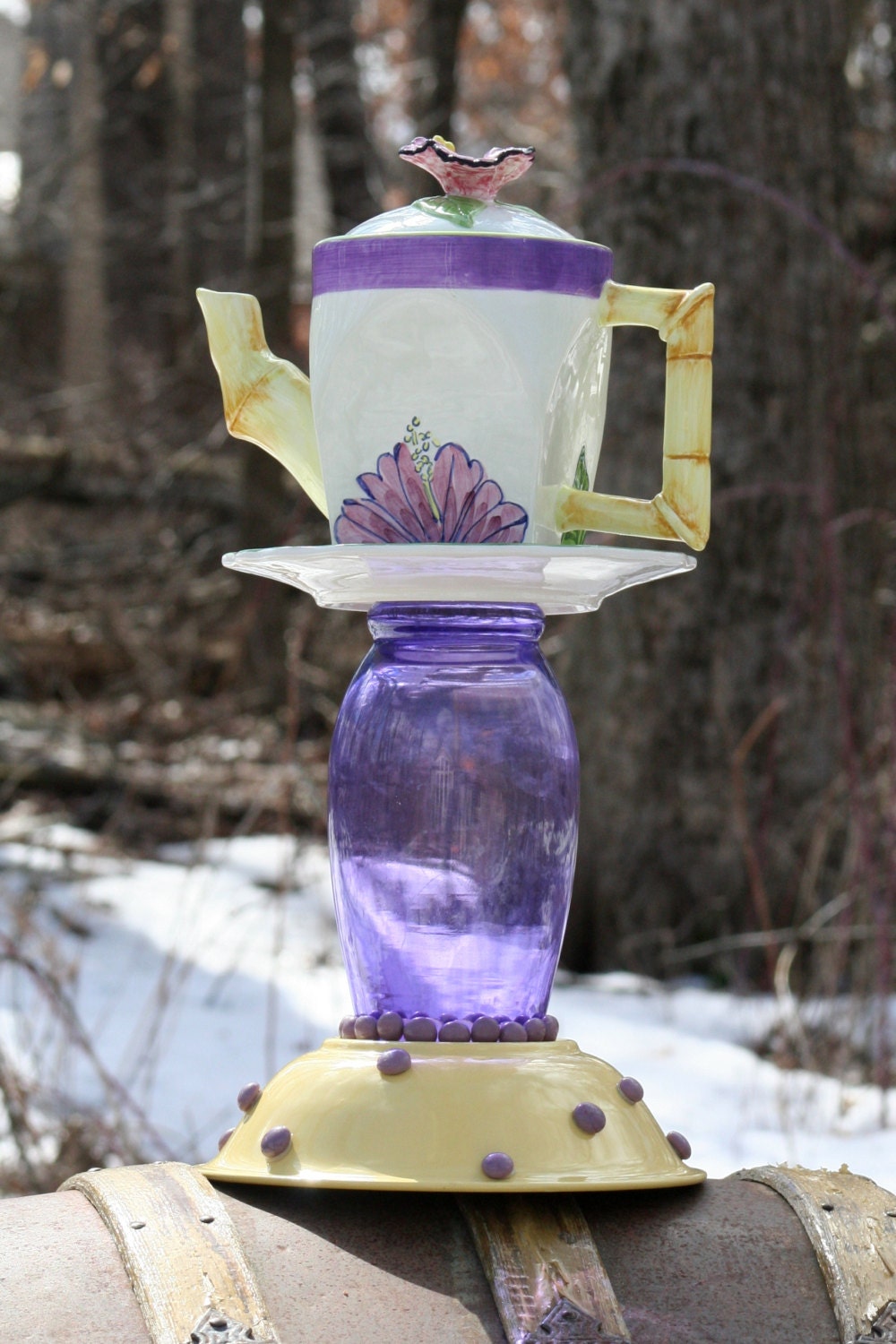 Art sculpture Garden TOTEM stake and Yard TOTEM  made with recycled glass on Etsy