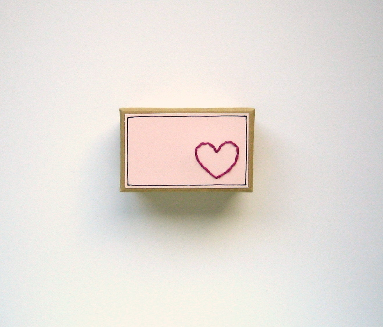 the Laura Box - embroidered pink heart on kraft brown box