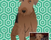 Custom Pet Portrait : Modern Print of YOUR Pet (Pattern shown here is Hexagon)