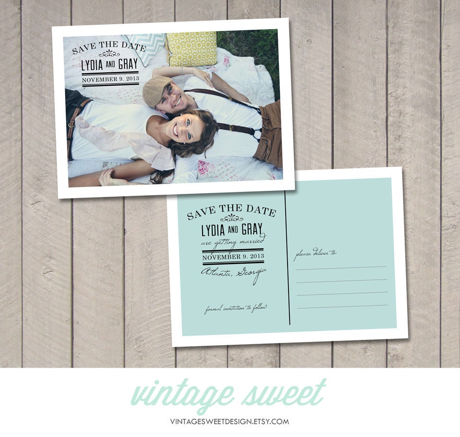 Save the Date Postcard (Printable) by Vintage Sweet