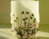 Meadow  Dried Flower Decorative Handmade Candle Lantern Bathroom Bedroom Nature Floral  Decor Housewares Flower Decor  White Green Fuchsia