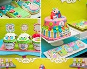 Owl Birthday Party - Look Whoo's Turning - PRINTABLE Personalized Party Package - Chevron Party Il_170x135