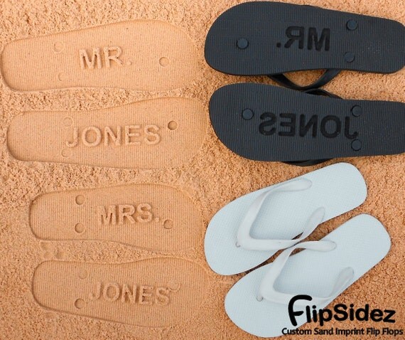 Custom Wedding Flip Flops. Personalize With Your Sand Imprint Bridal Design. No Minimum Order Quantity.