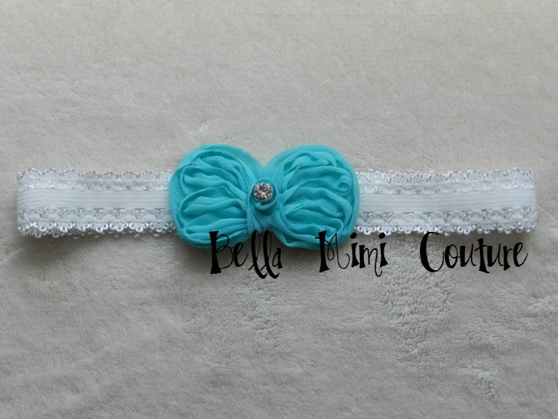 Custom Couture Light Teal Bow Headband