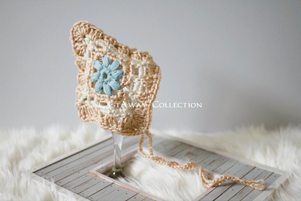 Newborn Bonnet: Newborn Photo Prop - Vintage Inspired Crochet Hat, Pixie Hat, Boy & Girl Photography Props