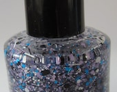 Banksy Graffiti Inspired Purple Blue White Black Glitter Lumikki Lacquer Custom Blended Nail Polish