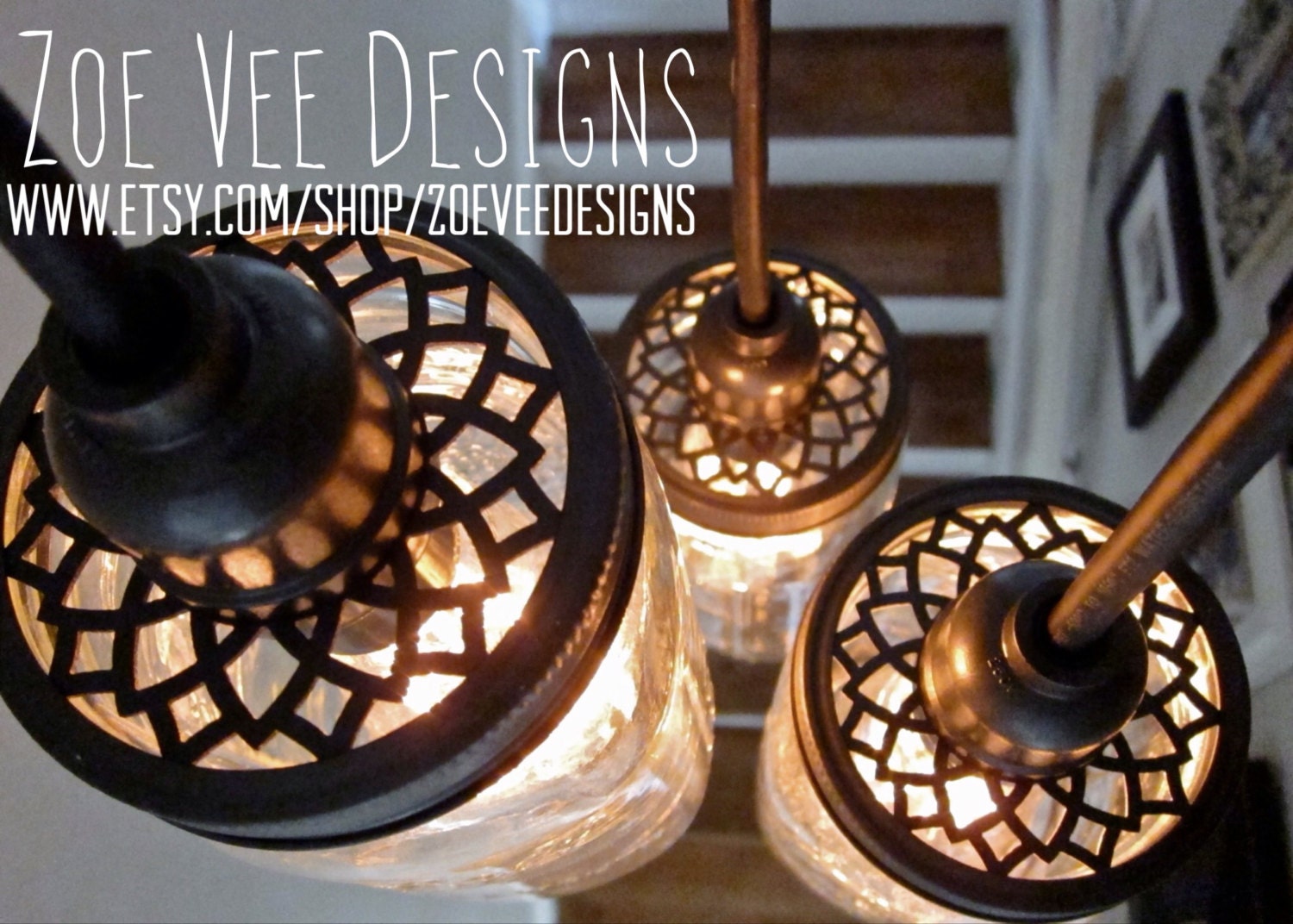 Pre-Wired 5 Pack, Custom Aluminum Lids For Mason Jar Pendant Lighting, Includes Phenolic Lamp Sockets w/ 8' Pendant Cords