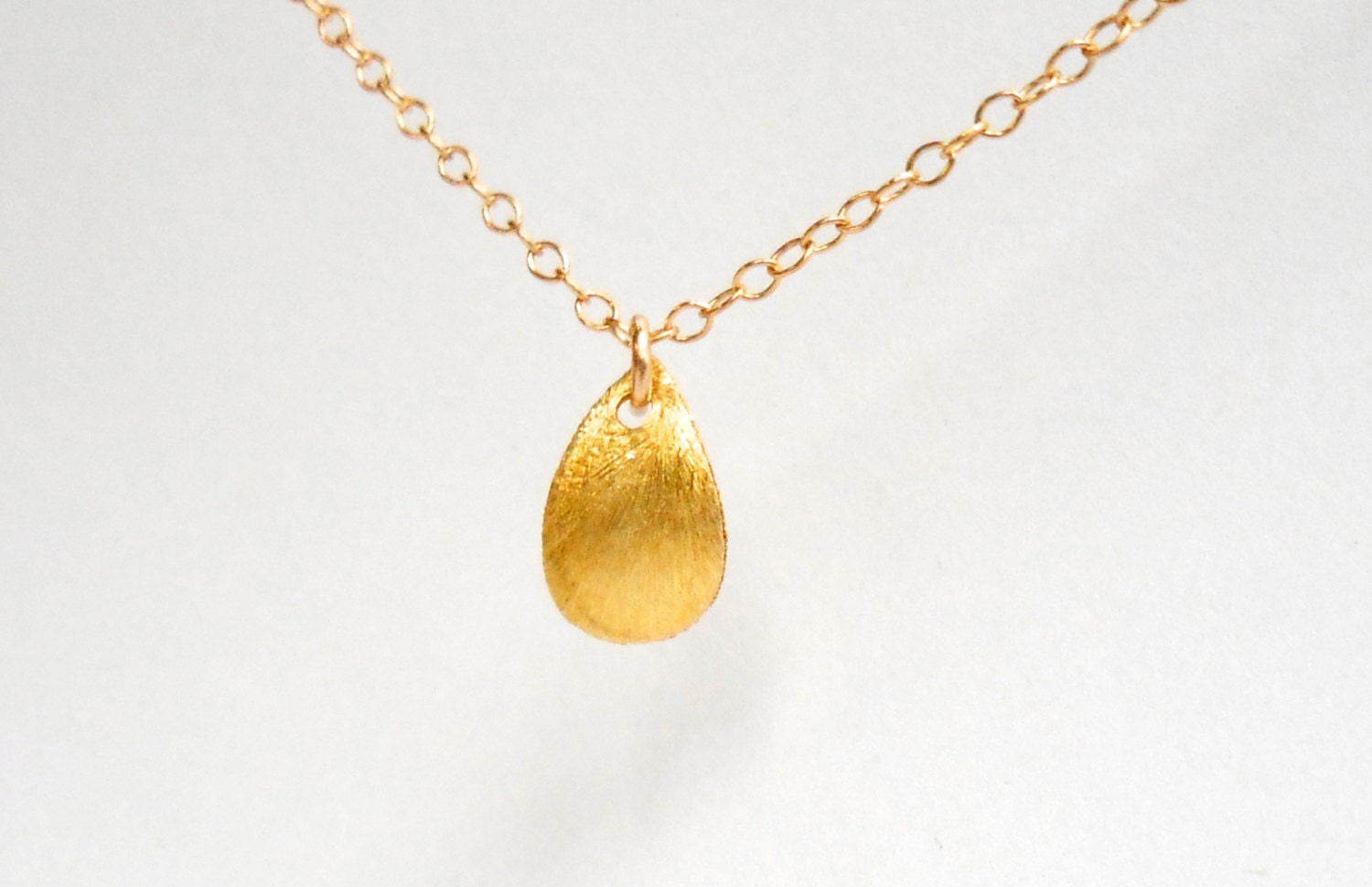 Gold Teardrop Necklace in 22k Brushed Gold Vermeil - Unique Modern Jewelry - Sister Mother Friend