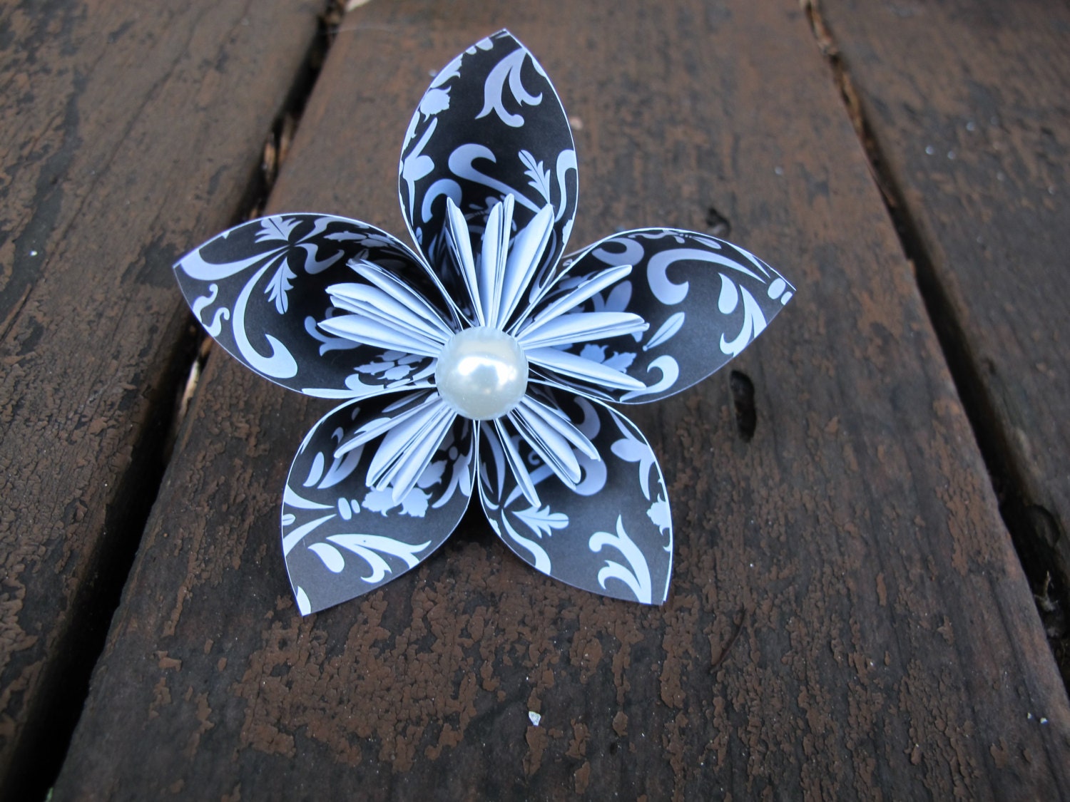 Origami paper flowers damask made to order