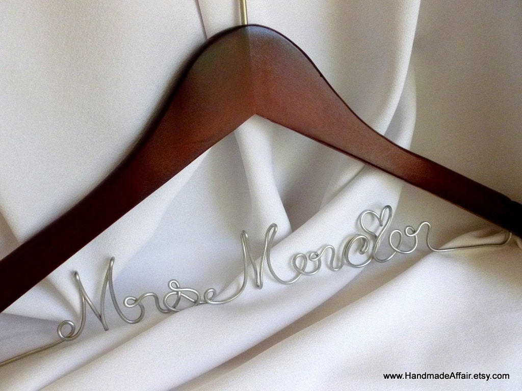 Etsy personalized wire wedding dress hanger