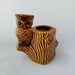 Owl Toothpick Holder Tan and Brown Bird on Tree Stump
