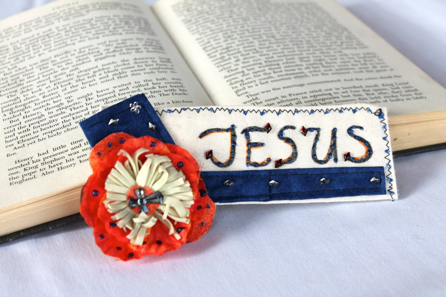 Jesus Name Fabric Bookmarks Hand Painted for Inspirational Religious Gift