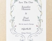 Romantic Original Hand Drawn Watercolor Flower Scroll Save The Date Cards