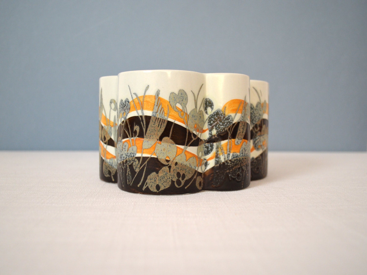 Danish Modern Royal Copenhagen - Fajance Hand Painted Siena Cloud Bowl by Ivan Weiss