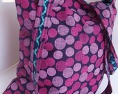 Tote Bag Navy Polka Dot Pink Purple Summer Beach Bag Reversible Purse Africa Adoption Fundraiser Hope