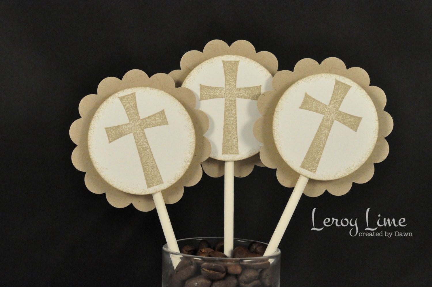 Cross Cupcake Toppers - set of 24 - Baptism, Christening, 1st Communion