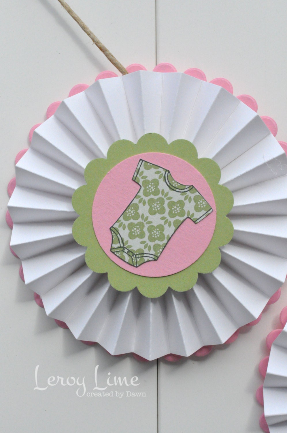 Baby Onesie Personalized Rosette Banner - Baby Shower, Welcome Baby, New Baby, Birthday