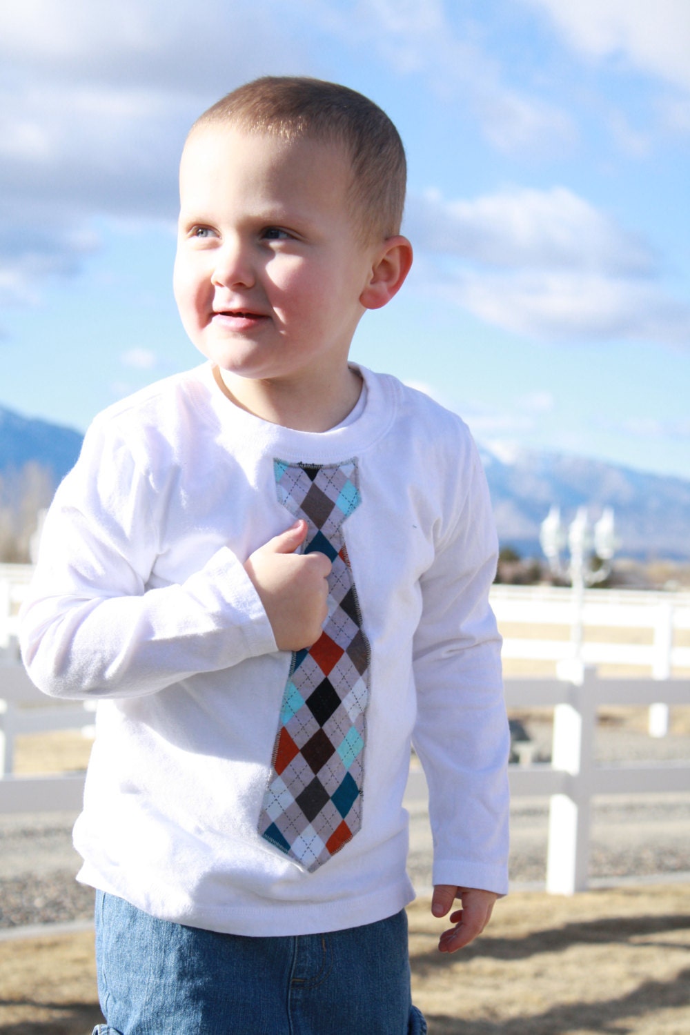 Spring Argyle Tie Baby Boy/Toddler Tie Shirt or Onesie in Argyle - Boy Picture Outfit - Shower Gift - Family Photo Shoots