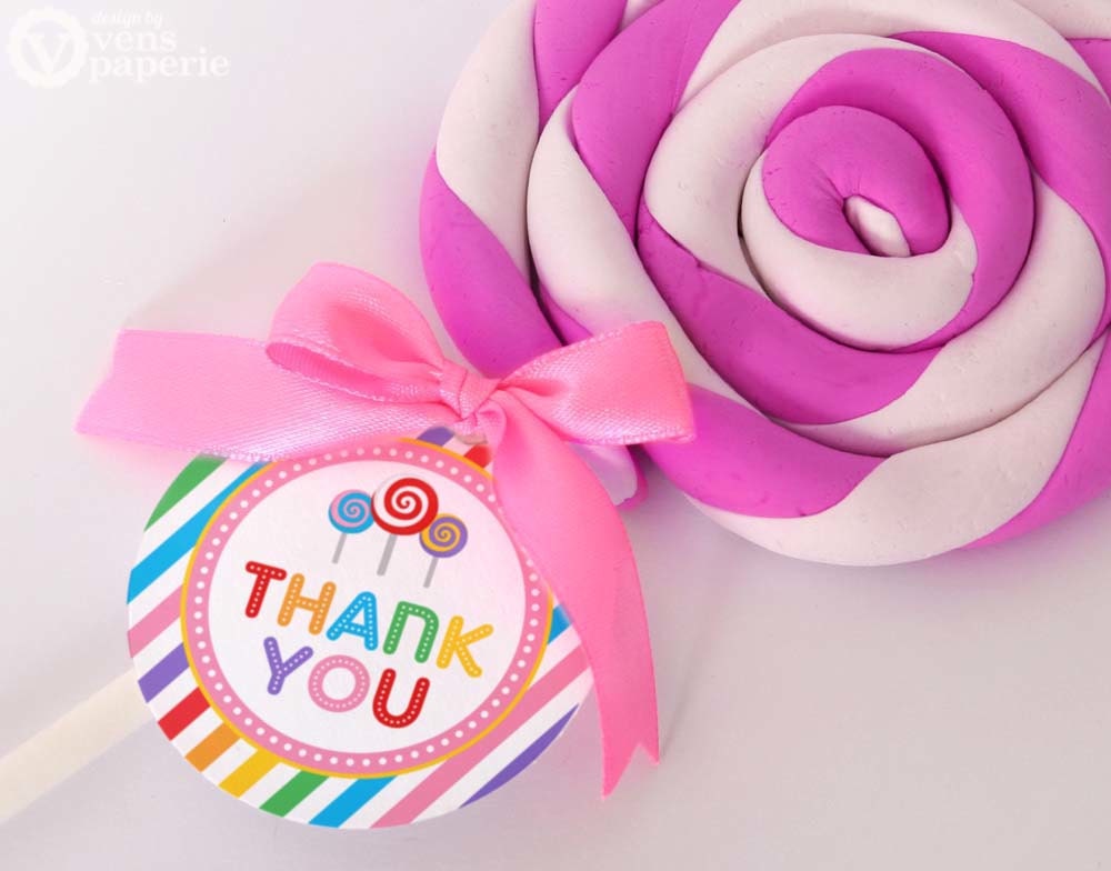 Candy Land Lollipop Birthday Party - DIY PRINTABLE Favor Tag Thank You Label - Instant Download - PS832CA1h