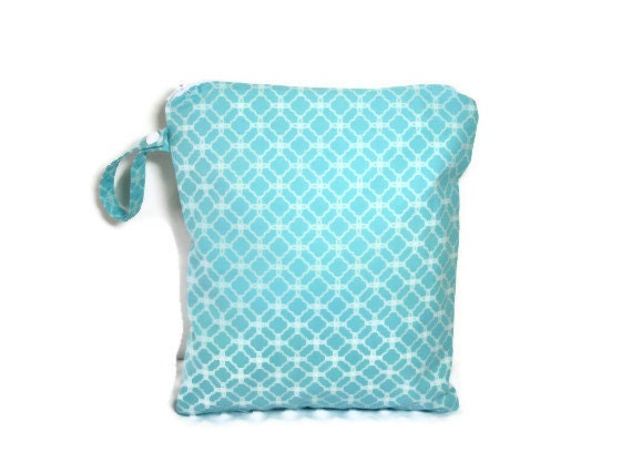 Aqua wet bag lattice blue swim suit pool beach bathing summer bag waterproof small cloth diaper water sports blue wetbag