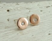 Diamond 14k Rose Gold Dot  Studs, Rose Gold Earrings, Rose Gold Studs, Diamond Earrings, Simple Earrings, Petite Earrings, Eco Friendly