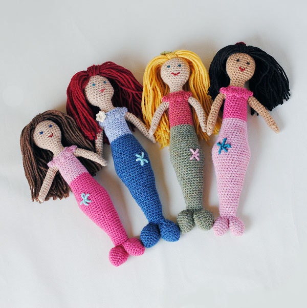 Custom Mermaid Doll - Choice Of Colors - Made To Order Crochet Mermaid - Natural Toy