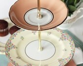 Lovely 3 tier cake stand / cupcake display: Colclough and Aynsley china upcycled into this stylish tiered stand