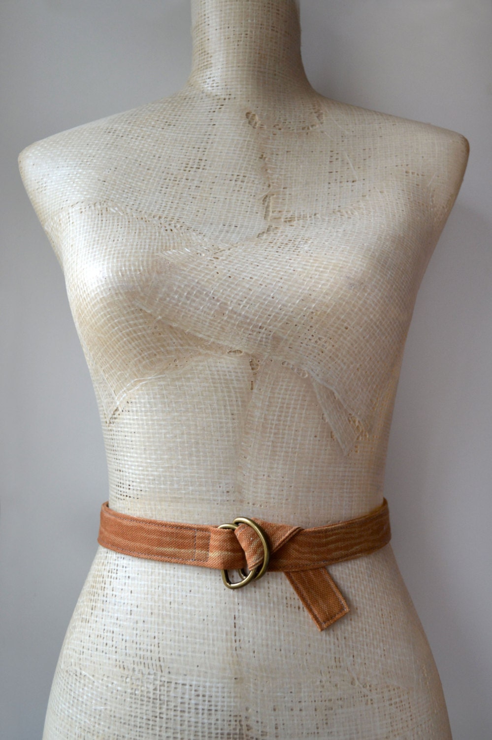 Springtime Woodgrain Canvas Belt Womens XS to Small - Antique Brass Hardware