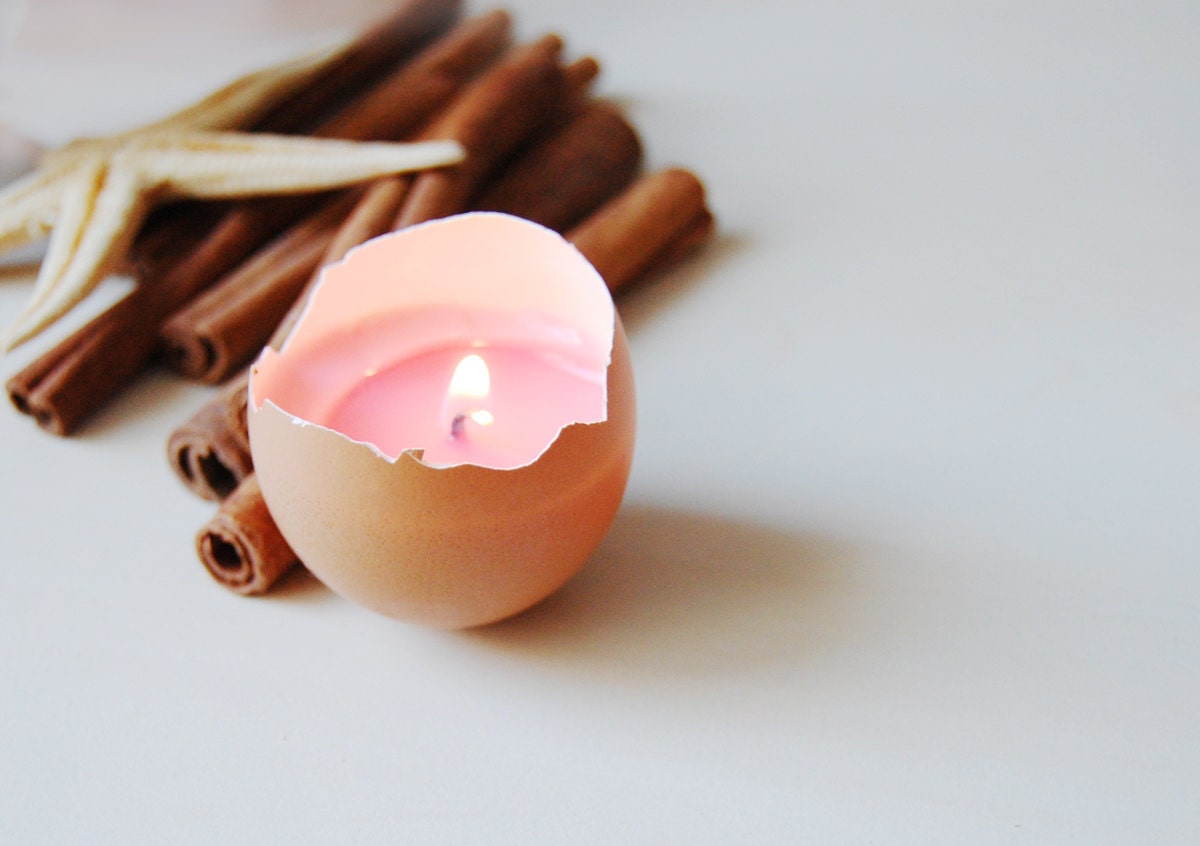 Baby Shower Wedding Favors - Real Eggshell Candle Pink Vegetable Wax Candle Eco-friendly - LessCandles